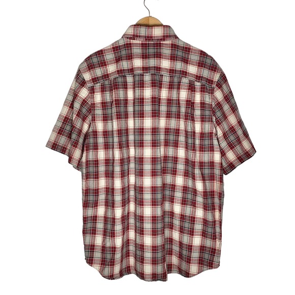 Carhartt | Men | Red Plaid Relaxed Fit Short Sleeve Button Down Shirt | Large - Picture 2 of 11
